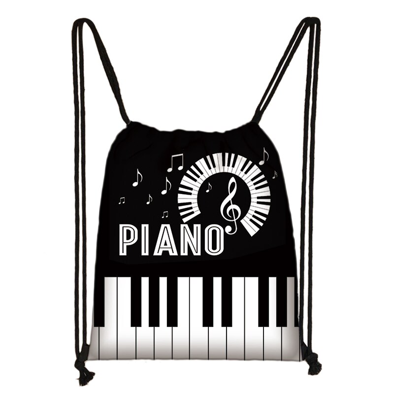 Mochila de Piano/guitarra con cordón para mujer, bolsa de viaje para adolescentes, niños y niñas, bolsa de almacenamiento para notas musicales: skdpiano12