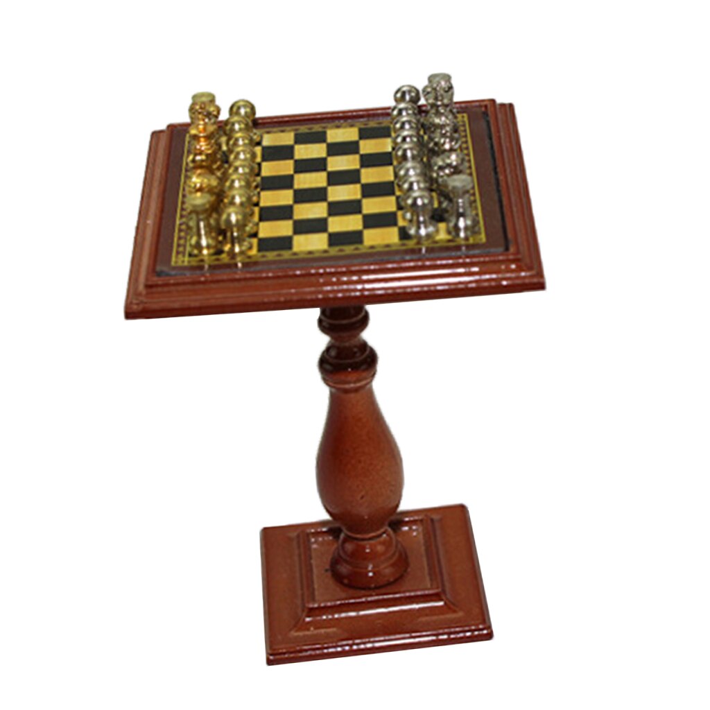 1/12 in miniatura di Scacchi Magnetico impostato Da Tavola Casa di Bambola Giochi Di Imitazione Giocattoli Decorazione