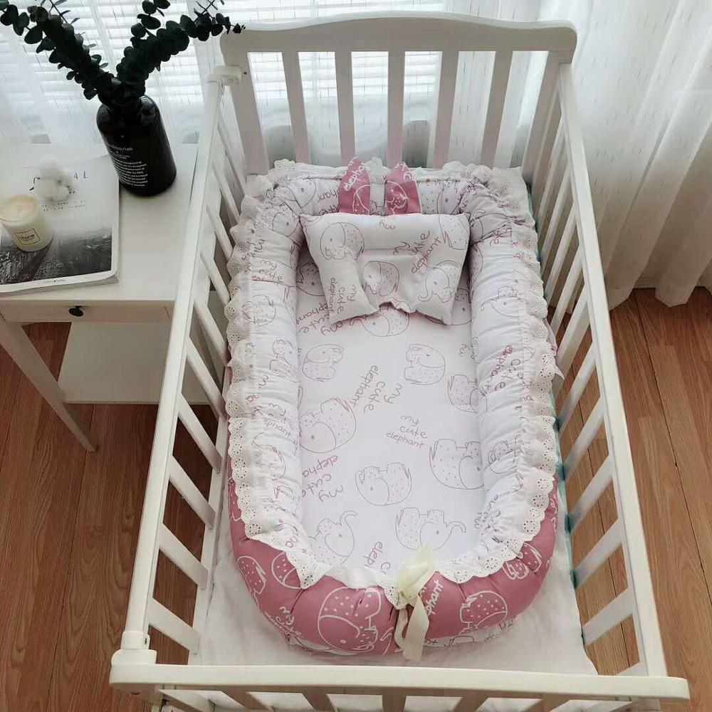 Bærbar barneseng anti-tryk spædbarn rejserede seng foldbar bionisk seng til nyfødte baby seng bassinet kofanger baby kravlegård: 3