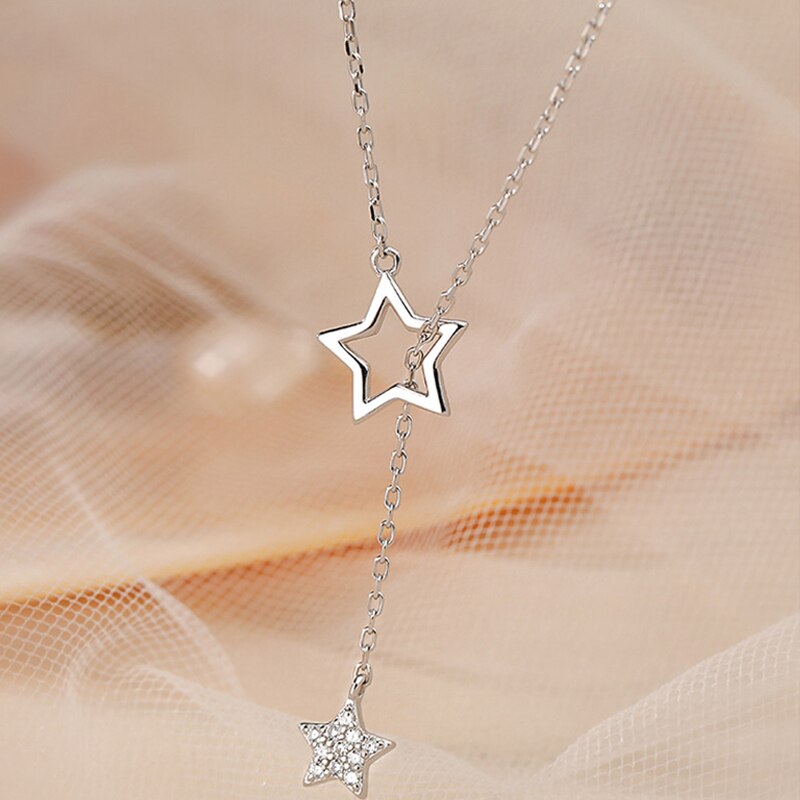 Trendy Rhinestone Star Ketting Vrouwen Kwastje Zirconia Sleutelbeen Ketting Hanger Kettingen Bruiloft Verjaardag Sieraden