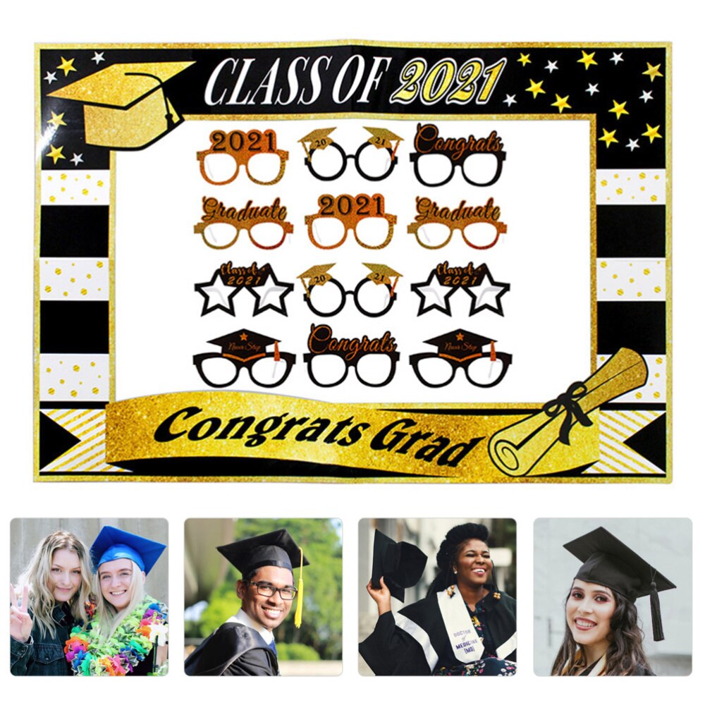 1 Set 13 Pcs Senior Year Class of Photo Props Photo Frames Paper Glasses