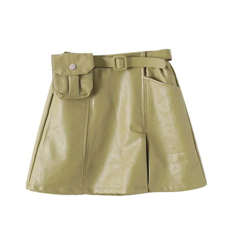Faux Leather Skirts for Girls Summer Children's Party Skirts Bottom Solid Color Girls Skirt Casual Mini Skirt 4 6 8 12 14 Year