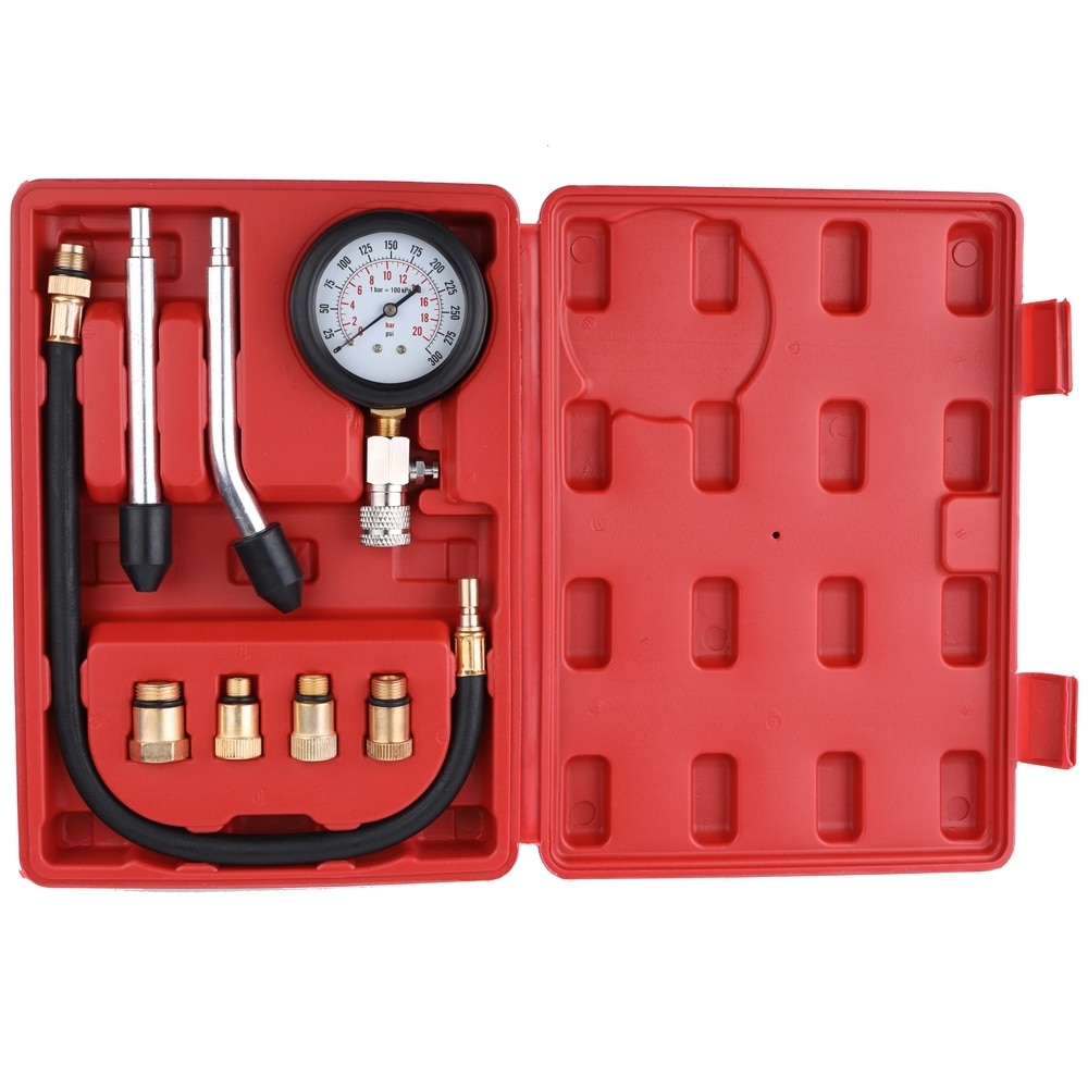 Gasoline Engine Compression Tester Auto Petrol Gas Engine Cylinder Automobile Pressure Gauge Tester Automotive Test Kit 0-300psi
