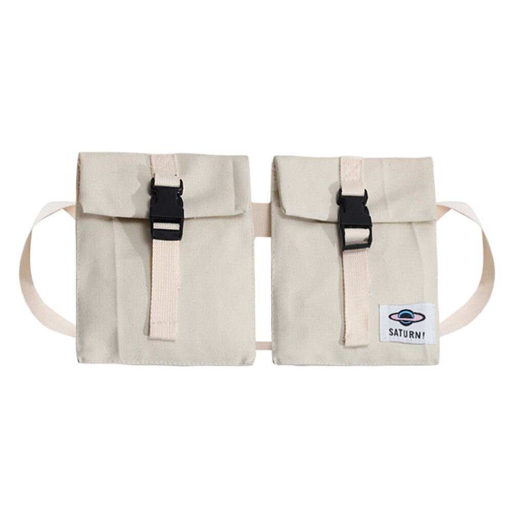 Riñonera de lona Unisex para el pecho, bolso de viaje desmontable para ir de compras, bandolera de hombro, decoración: White