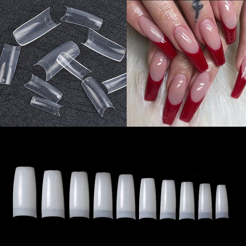 100 stk kunstige neglespidser akryl gennemsigtige hvide naturkapsler franske falske negle manicure gør-det-selv dekorationsværktøjer