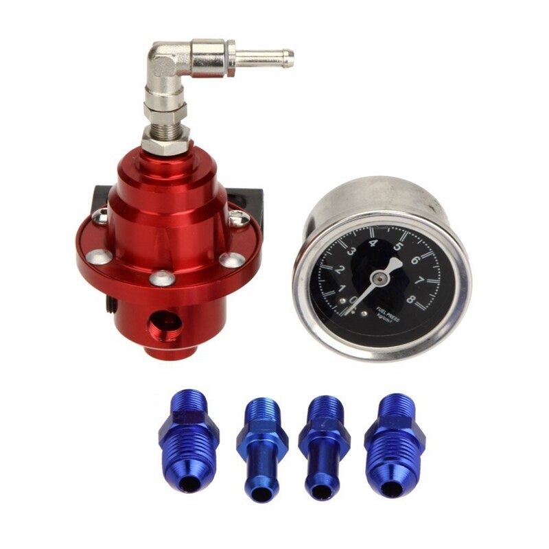 High Performance Car Fuel Pressure Gauge Adjustable Fuel Pressure Regulator Blue: Red