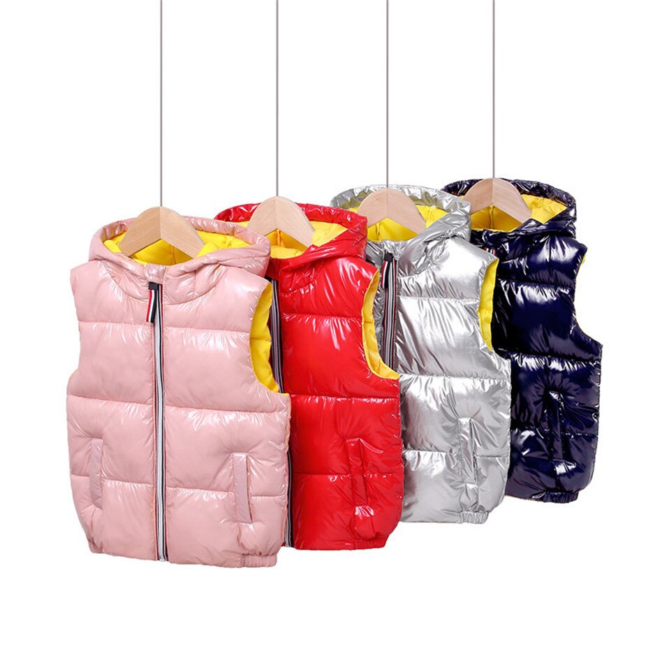 Gilet à capuche en coton et argent pour enfants de 1 à 5 ans, vêtement d'extérieur, manteaux d'hiver, gilet pour bébés garçons et filles,
