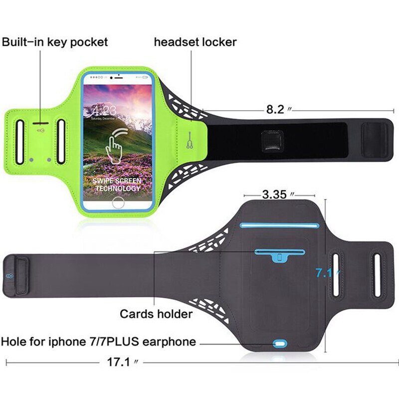 Vandtæt universel messing løbende gym sport armbånd sag mobiltelefon armbånd taskeholder til iphone smartphone på hånden