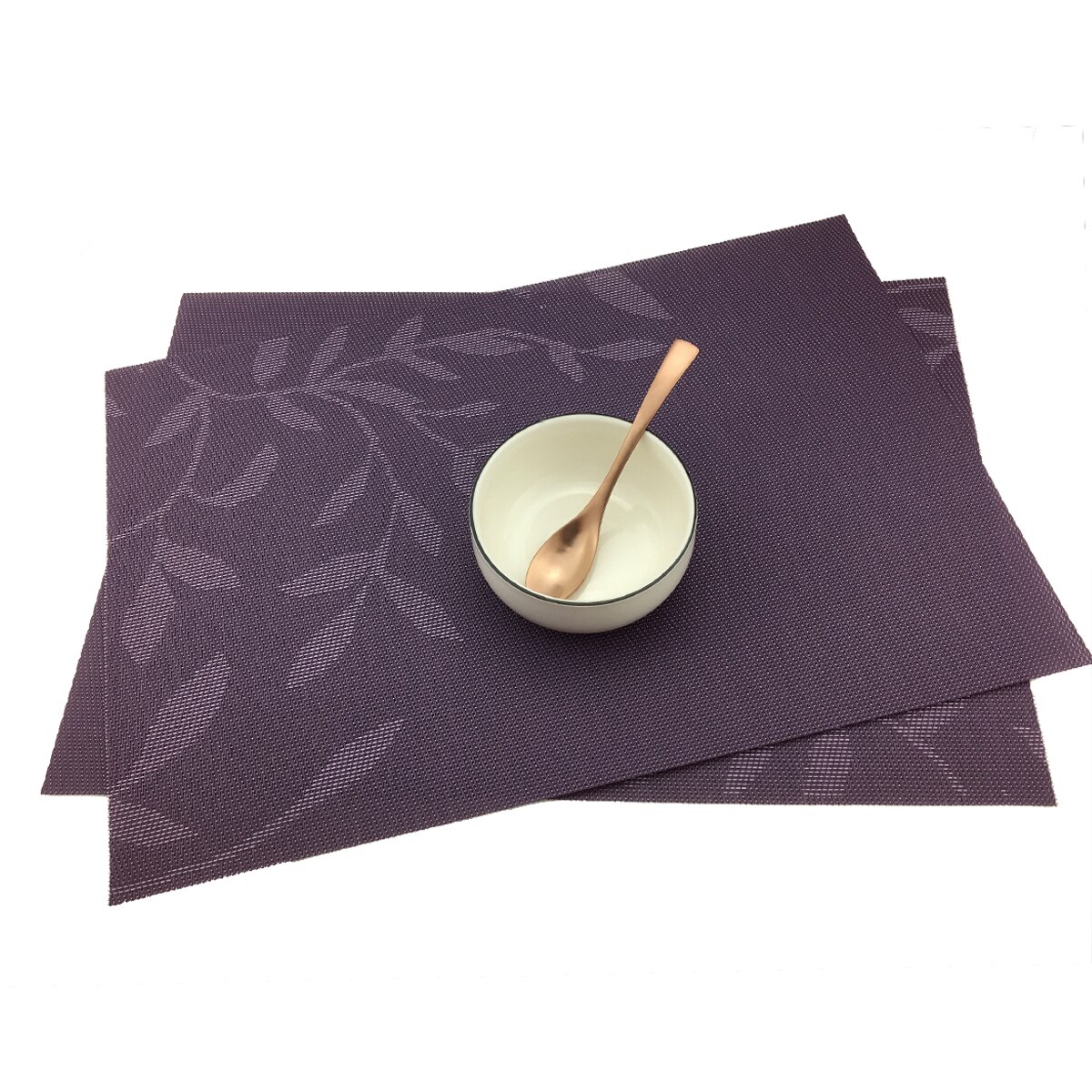 Set de table violet pour salle à manger, tapis de table en pvc à fleurs, sets de table, tapis de tasse, dessous de verre, accessoires de cuisine, 4 pièces