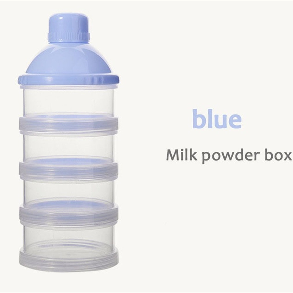 Distributeur Portable de lait en poudre, récipient de stockage des aliments, boîtes d&#39;alimentation pour bébés enfants en bas âge 4/5 grille boîte de stockage des aliments pour bébés: Blue- 4 Layer