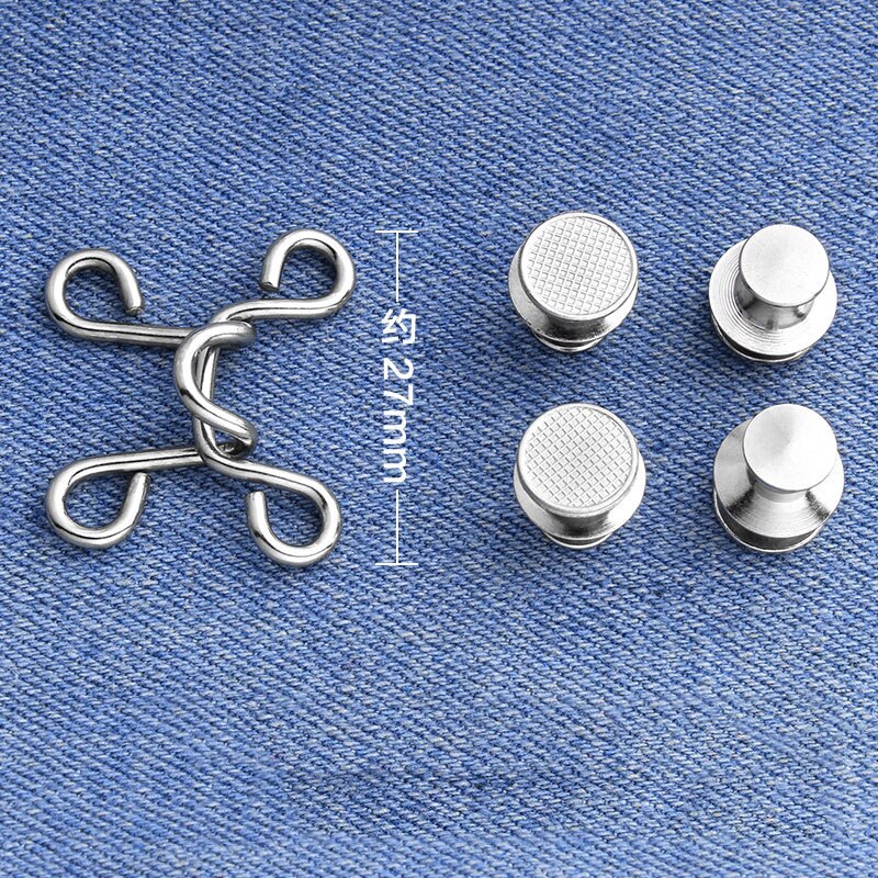 Bouton de Rivet amovible en métal, crochets à vêtement, jean, réglage de la taille, boucle Invisible, bricolage, 27mm 32mm: silver 27mm