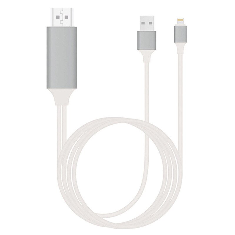 3-In-1 Usb Verlichting Naar Hdmi 1080P Kabel Adapter Tv Out Compatibel Met Iphone 5, 6, 7, 8, X, 11, 2 Meter: WHITE