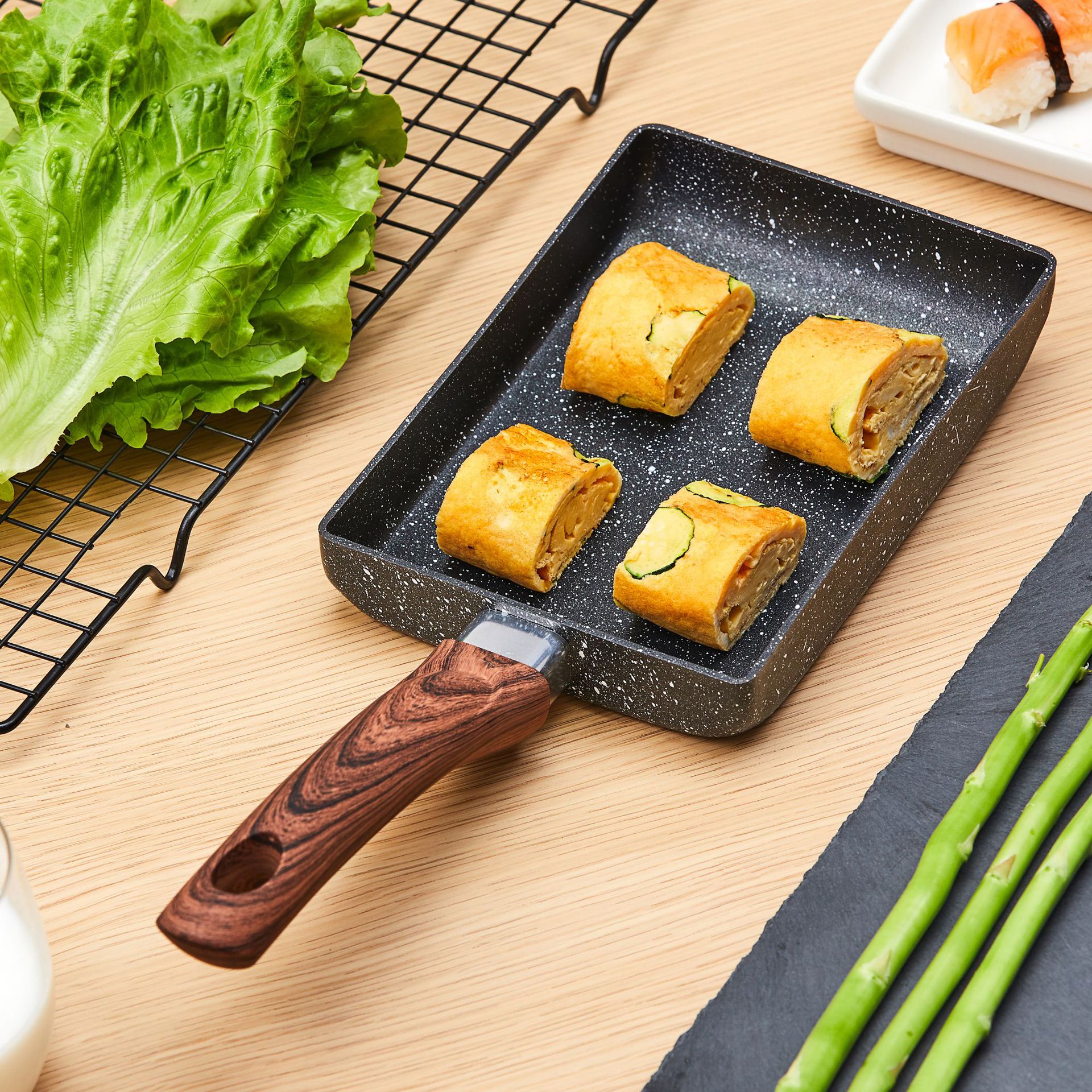 Tamagoyaki Fry Egg Square Japanese Non Stick Frying Pan Aluminum Pot Kitchen Cookware Cooking Pan Steak Scrambled Eggs Wok