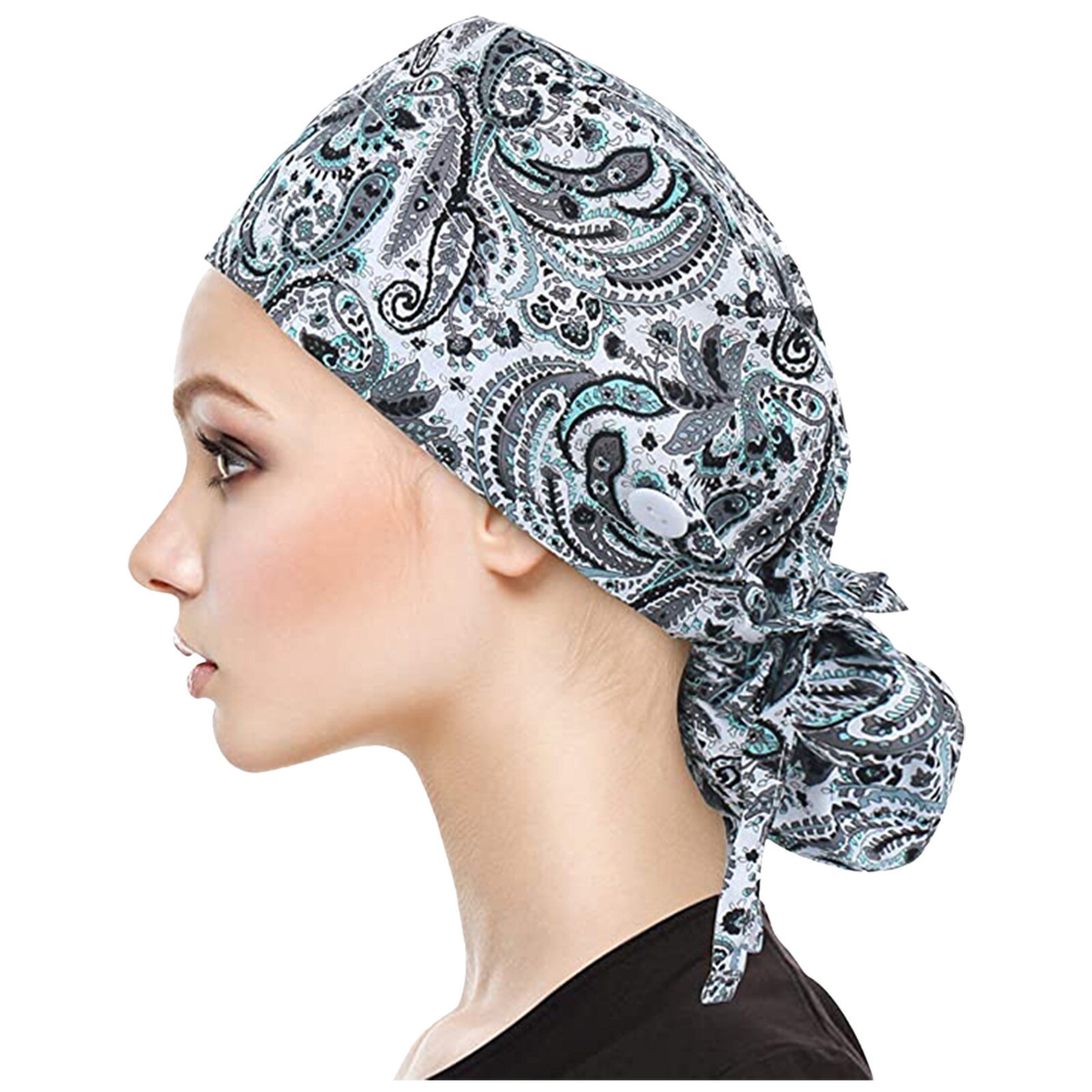 Einstellbare scrubs frauen Unisex Druck Baumwolle Peeling Hut Schönheit Salon Arbeiten Caps Krankenschwester Hut Elastische Krankenschwester Zubehör #3s: C