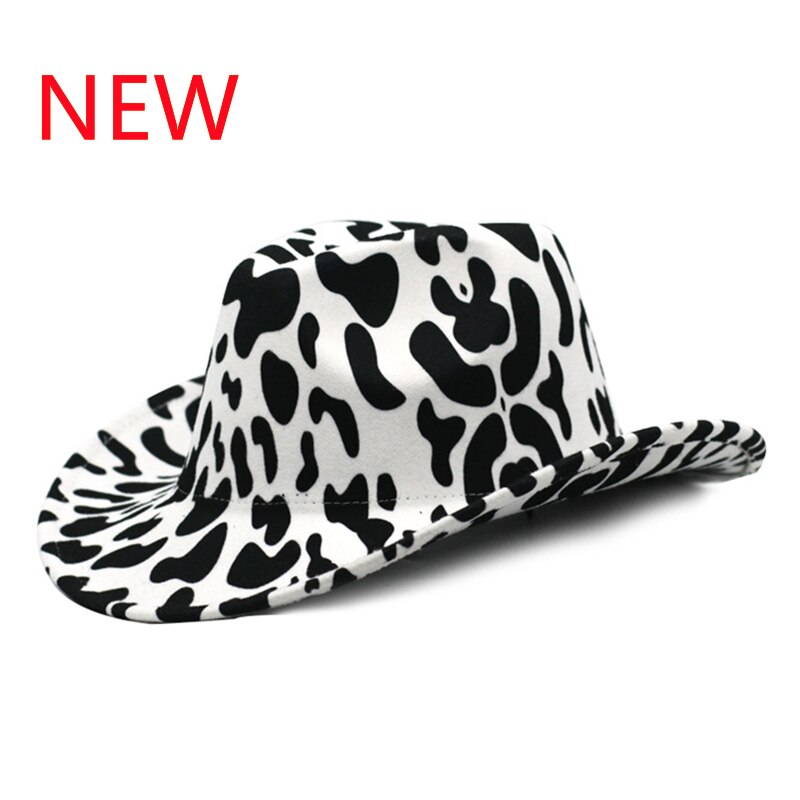 Kapelusz kowbojski krowa skóra ekologiczna z wzorem Zachodni kręcone rondo jeździecki kapelusz damski śliczny moda retro wakacyjny kapelusz hurtowo: 01