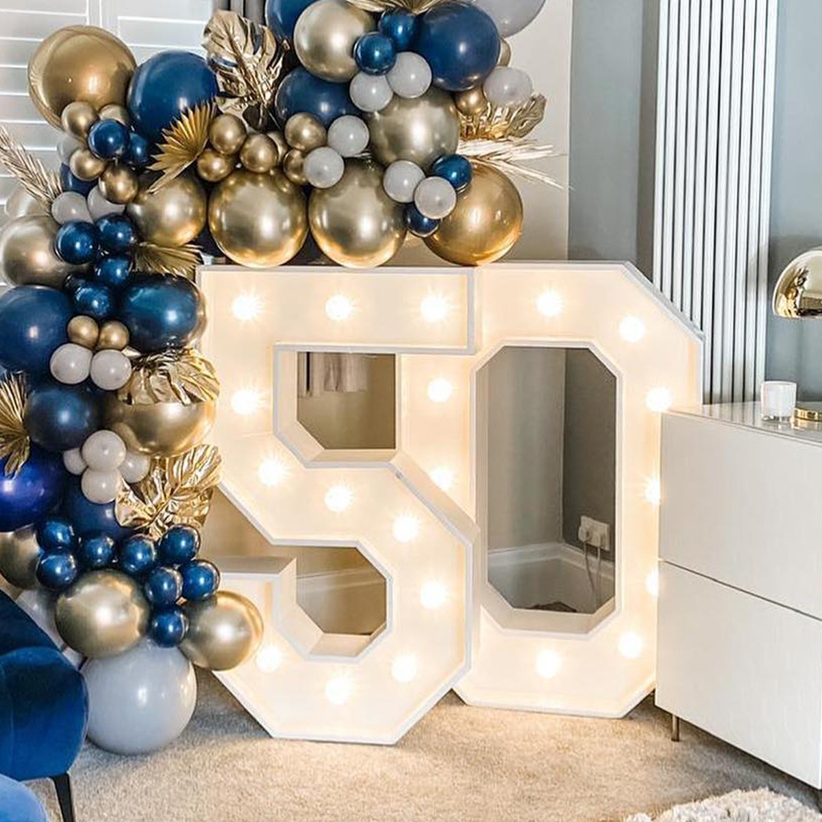 Caja de relleno de globos con luz LED, figura gigante de cumpleaños, número, 30, 40, 50, decoración para de primer cumpleaños, Baby Shower, boda, adultos y niños