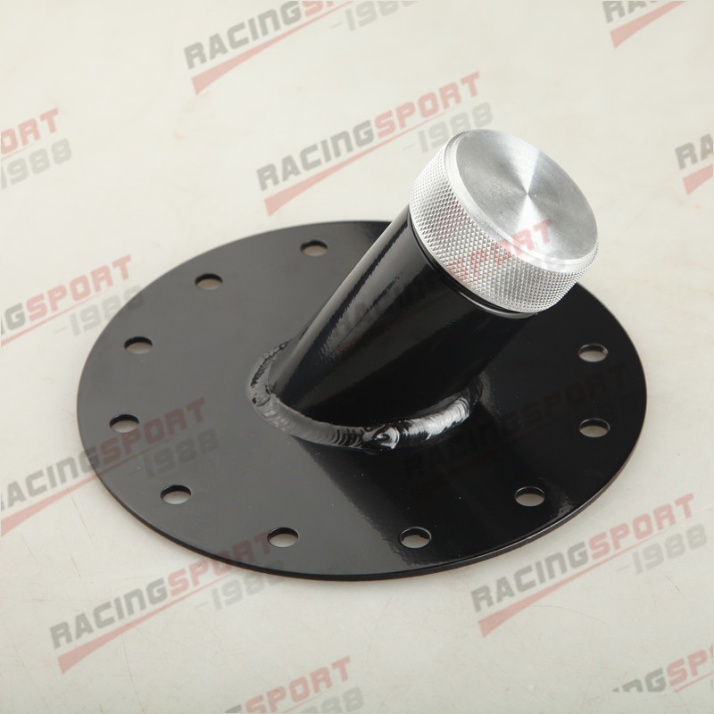 Billet Aluminum 45 Degree Fuel Cell Fast Fill Filler Neck 12 Bolt Flange Black