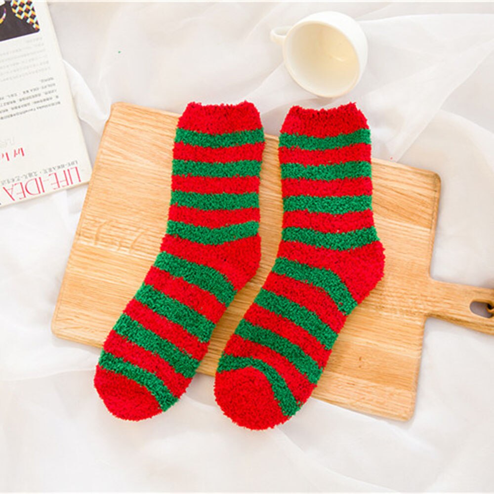 1 Paar Warm Vrouwen Mannen Sokken Kerstcadeau Sok Leuke Dikke Coral Fleece Volwassen Herfst En Winter Kerst Sokken: 5
