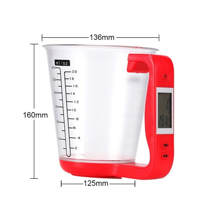 Vaso medidor de Cocina Digital Libra, herramienta electrónica, báscula con pantalla LCD, tazas de medición de temperatura, 1000g/1g