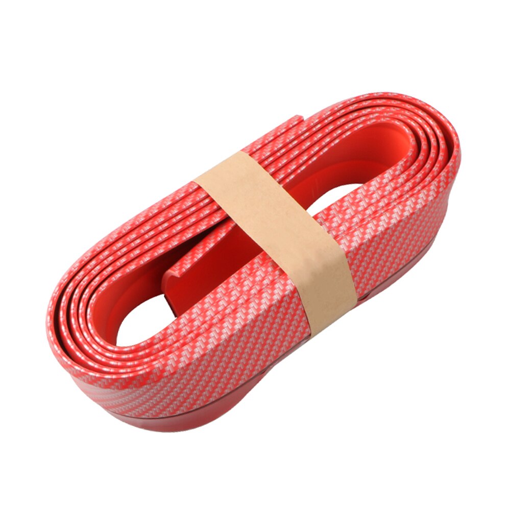 2.5m Universal 3D Rubber Car Auto Front Bumper Lip Protector Carbon Fiber Look Body Kit for Car Safety Protection Accessaries: Watermelon Red