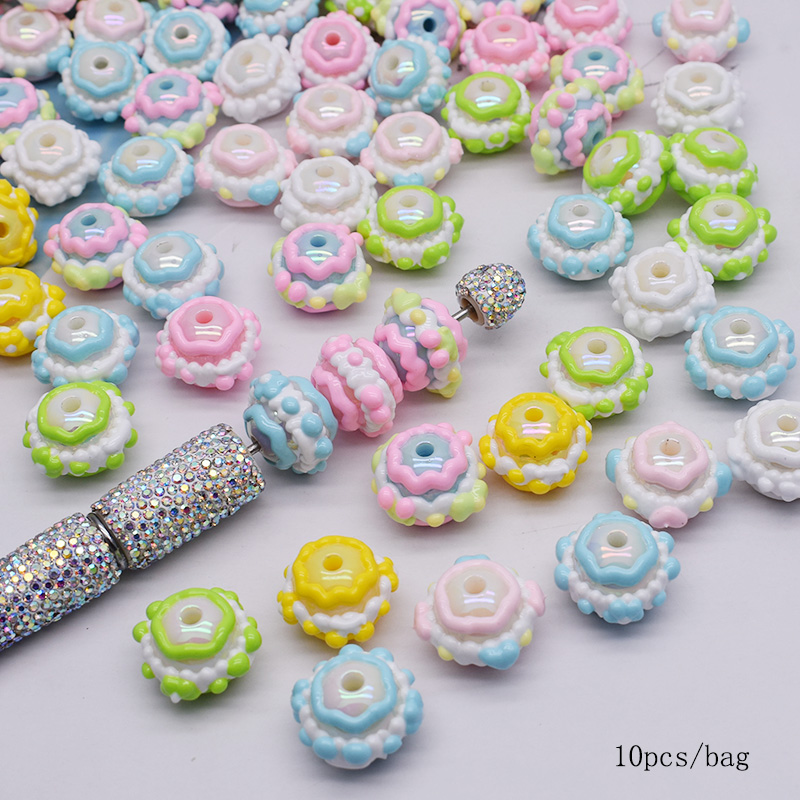 4/10pcs/bag Acrylic Beads Heart Star Flower Beads Color Painting Loose Spacer Beads for Jewelry Making DIY Phone Chain Bead Pen: Clear