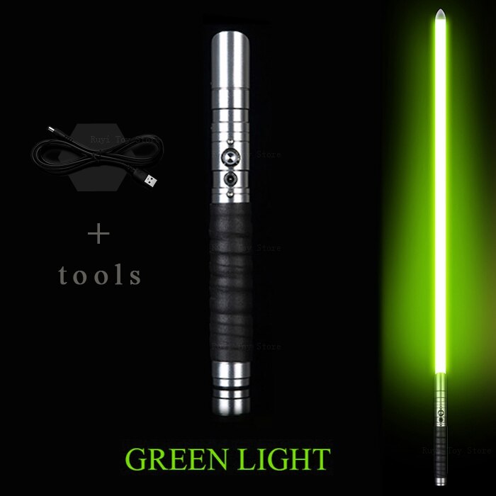 USB Spada Laser Giocattolo Luce Sciabola Kpop Lightstick Rgb Spada Laser Luminoso Led Del Giocattolo Del Metallo di trasporto della Maniglia Heavy Dueling 12 di Colore Cambiamento di Volume: Silver-Green