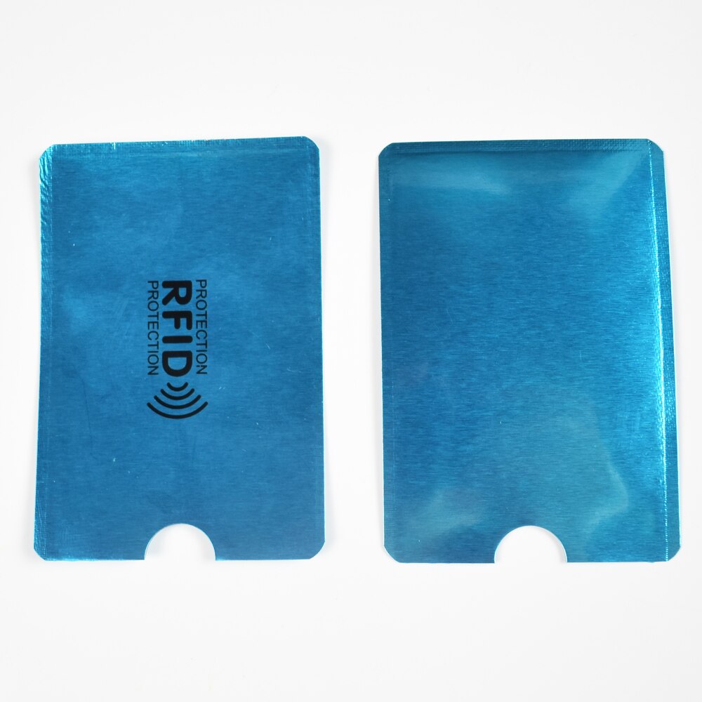 Manchon pour cartes Rfid anti-balayage, 6.3x9.1cm, 1 pièce/lot, blocage des cartes bancaires de Protection, porte-cartes de crédit en Aluminium: Bleu