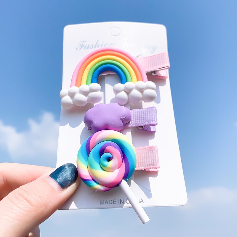 [Xwen]Korean Candy Color Edge Clip Rainbow Hairwear Lollipop Bangs Cute Girl Kids Hairpin Simple Hair Accessories OH1337: 17