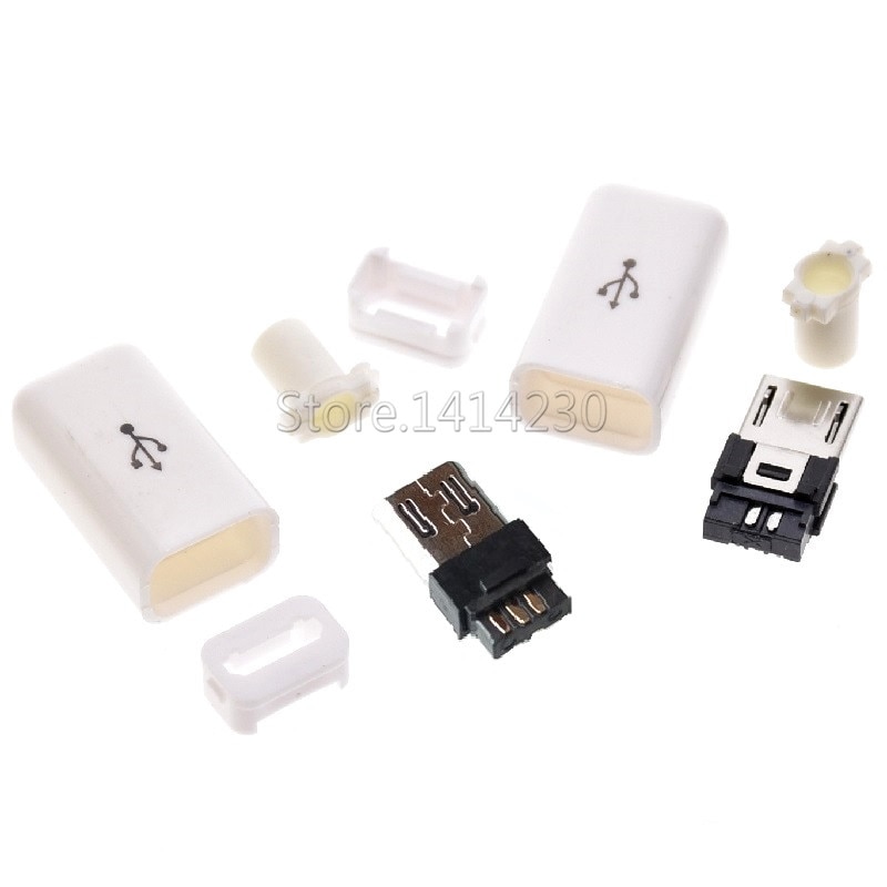 10PCS Micro USB 5Pin Male connector plug Black/White welding For DIY data cable accessories