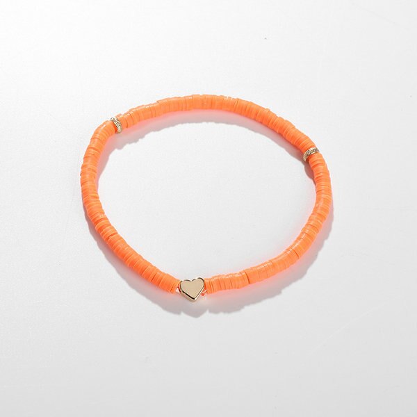 G. YCX bohème polymère argile Heishi disque perle Bracelet femmes hommes à la main disques perle extensible Bracelet ami Couple bijoux: orange