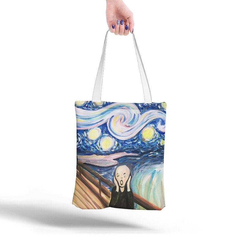 Lieferwagen Gogh Einkaufstasche Grafik Tote Harajuku Käufer Tasche Frauen Leinwand Schulter Tasche Für Weibliche Lustige Eco Große-kapazität sacchetto: Stil11