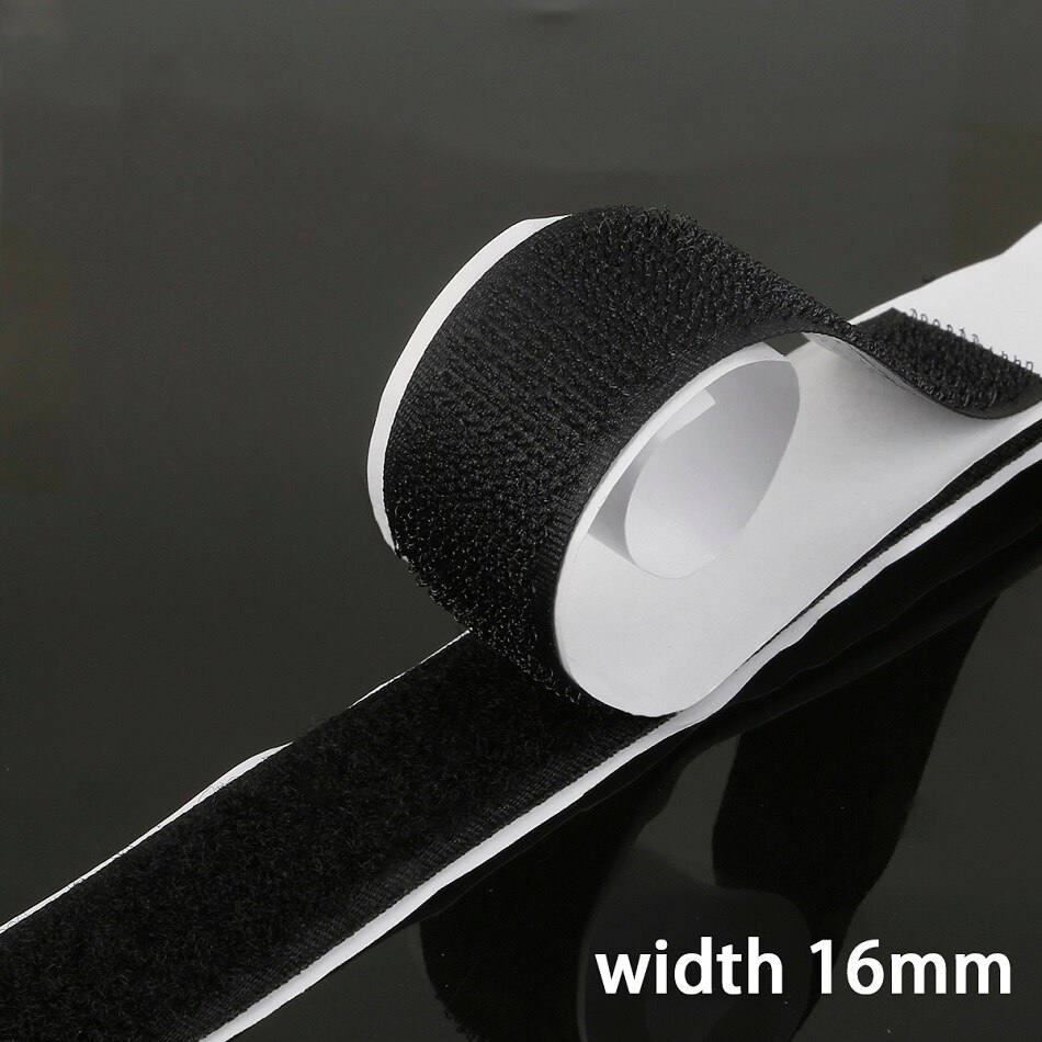 16/20/25/30/40mm*1M Black White Hook and Loop Fastener Tape Magic Nylon Sticker Adhesive Hook Loop Discs Tape Sewing Strong Glue: 16mm Black