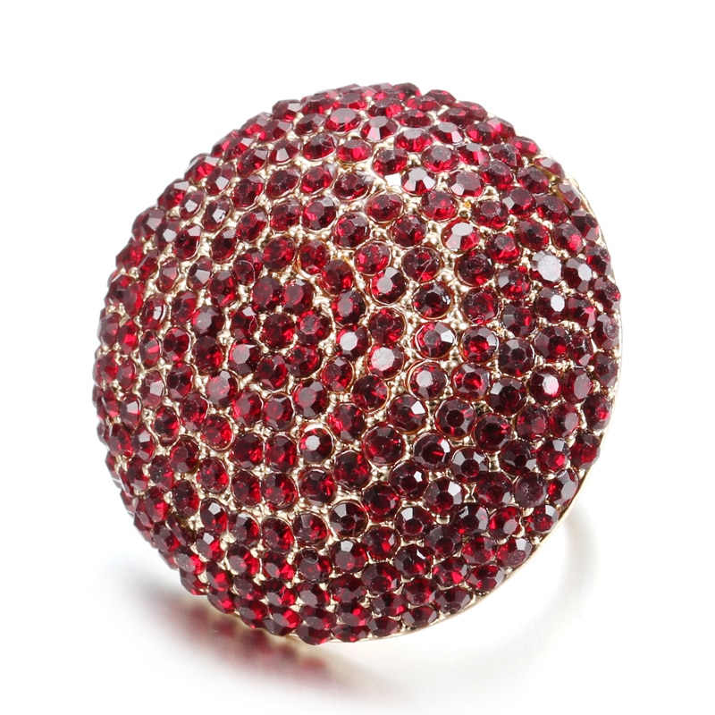 Kinel, anillos grandes coloridos de cristal para mujer, Color dorado, marroquí, anillo llamativo de boda para banquete, de cristal,: Red