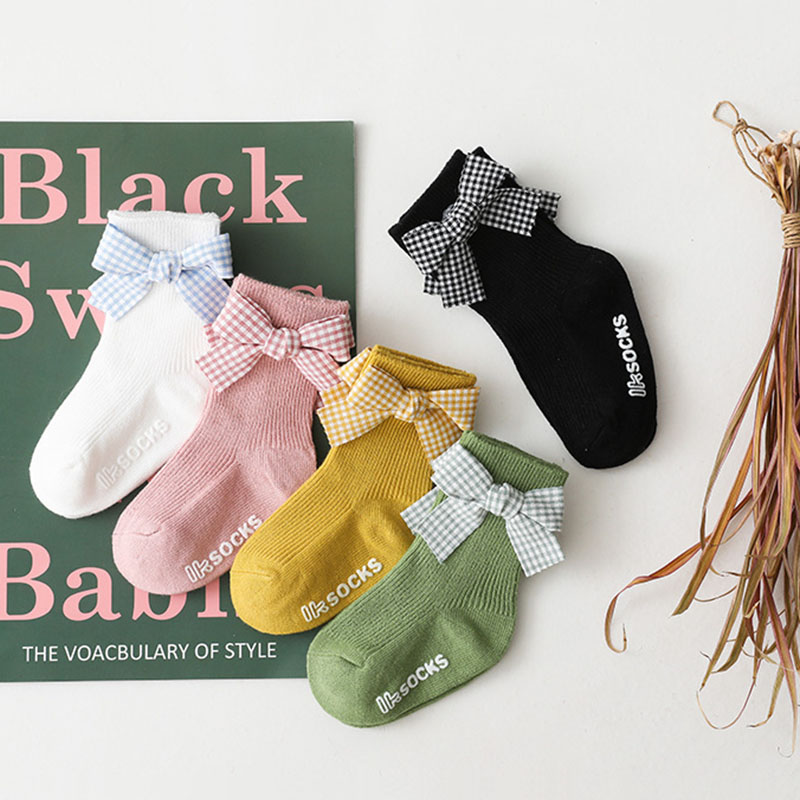 Leuke Grote Boog Baby Meisjes Sokken Lente Anti-Slip Baby Jongens Sokken Zachte Baby Peuter Vloer Sokken