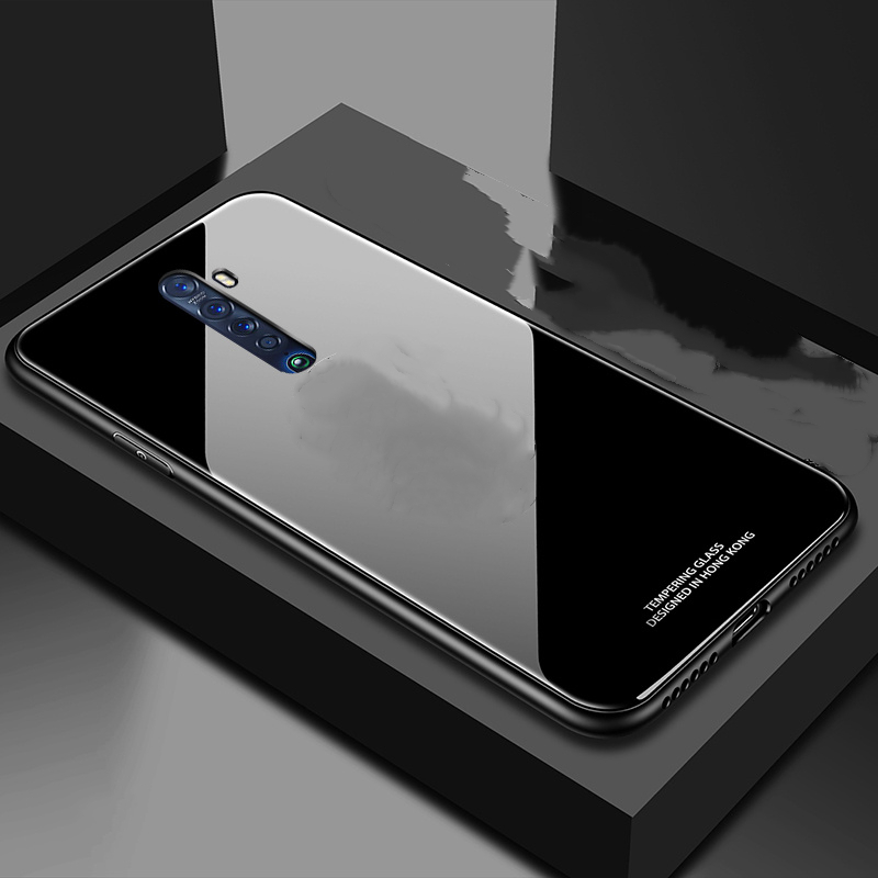 Glossy Gehärtetes Glas Fall Für OPPO Reno 2 2Z 2F Fall Harte Glänzend Stoßfest Zurück Abdeckung Fällen Für Reno Z 10X ZOOM Fundas Coques