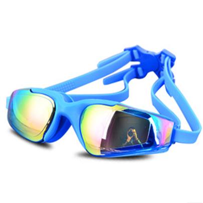 Anti UV Fog Eyewear Swim Men Women Electroplate Swimming Eyeglasses Reflective Swim Goggle Waterproof Glasses Sport Adjustable: A021 Sapphire