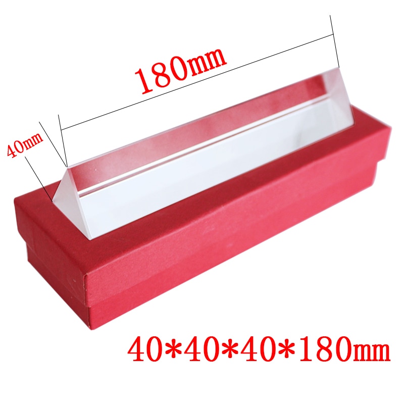 180x40mm Long Triangular Prism BK7 K9 Optical Glass Physics Teaching Refracted Light Spectrum Children with Box