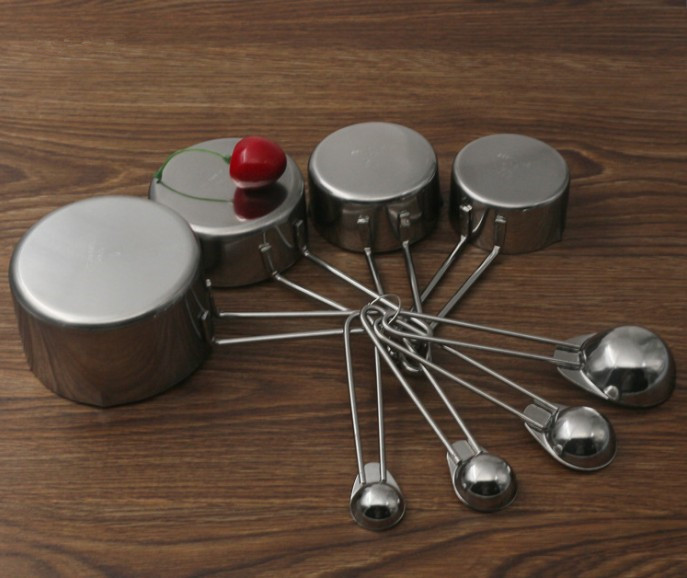 4 cucharas medidoras de acero inoxidable 430 de 2 estilos unids/lote, juego de herramientas de medición, cuchara de cocina o cafetería para hornear OK 0417