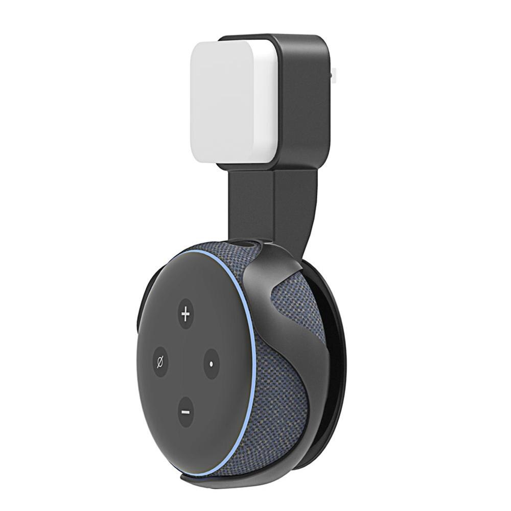 Outlet Wall Mount Holder Space Saving Stand Bracket Assistants Accessories For Echo Dot 3 Smart Speaker With Cord Arrangement: Black