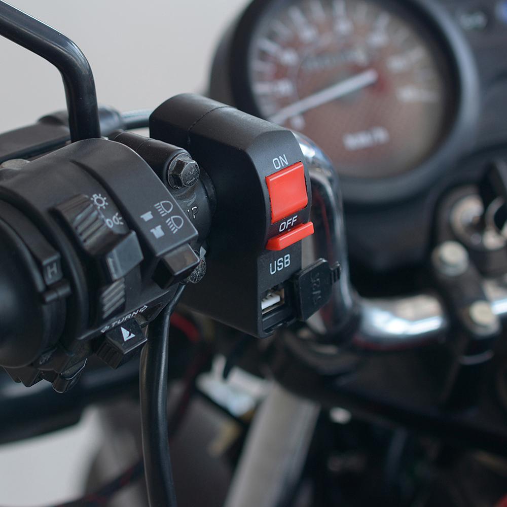 12V Motorrad Lenker Ladegerät Schalter USB Motorrad ABS Telefon Ladegerät Elektrische Starten Schalter Stecker drücken-Geschmack Schalter