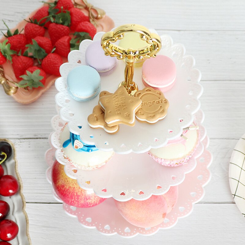 2pcs/set Cake Stand 3 Layers Wedding Cake Plate Stand Dessert Fruits Vegetable Placed Tool Wedding Birthday Party Cupcake Stand
