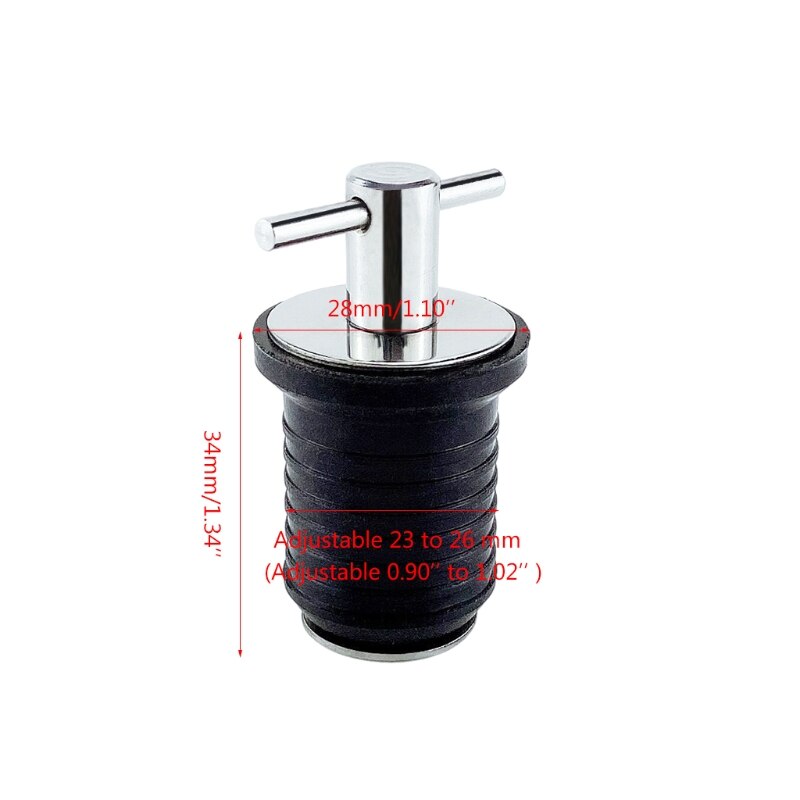 Hull T-Handle Drain Plug Rubber Plugs Boat Marine T-Handle Drain Plug Brass/Stainless Handle for Marine Boat Drain Plug 24BD