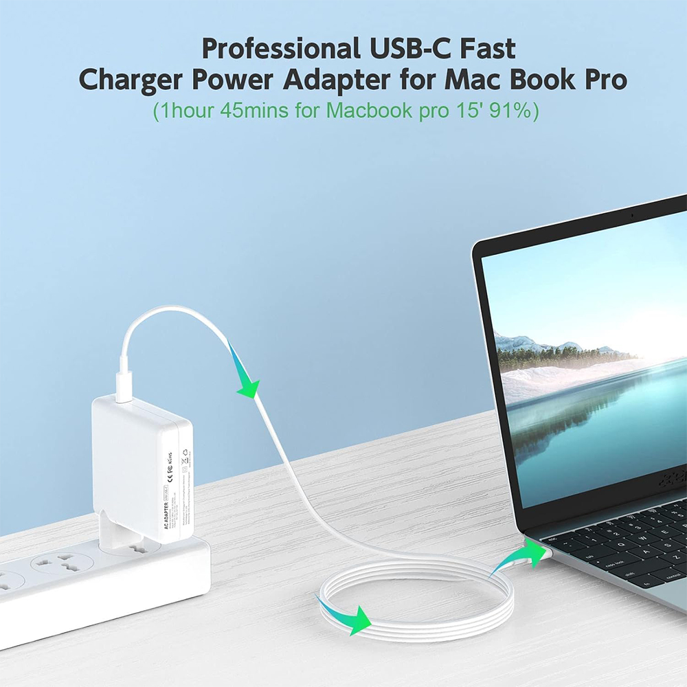 30W 61W 96W 118W USB C Ladegerät Netzteil für MacBook Pro 16, 15, 13 Zoll, Air 13 Zoll Funktioniert mit Typ C PD