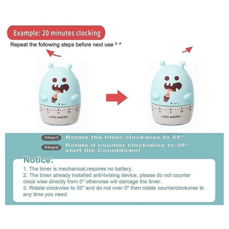 Kitchen Timer Little Mechanical Timer Egg Timer Cute Manual Mechanical Cooking Reminder Mechanical Cooking Timer