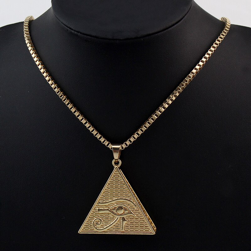 Eye of horus pendant necklace men's hip-hop rap street culture metal alloy gold color chain necklace men's jewelry