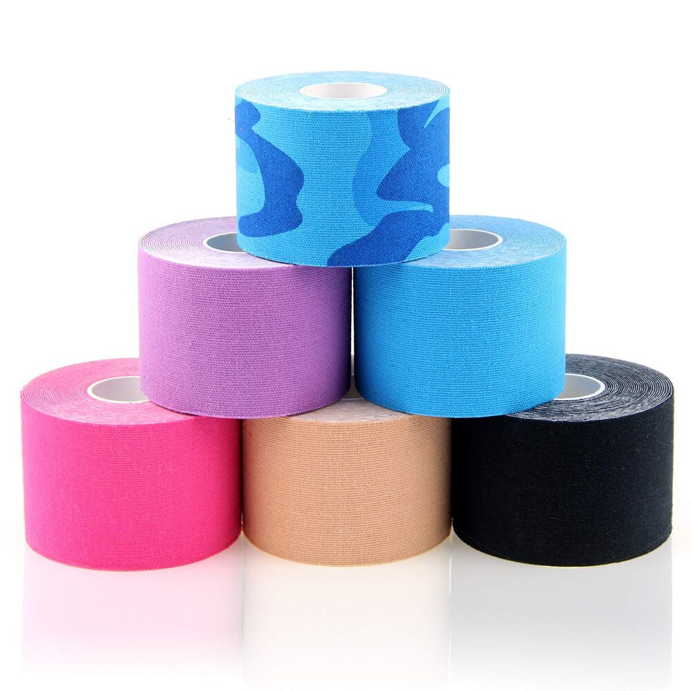 10 rullar 5cm*5m terapeutisk sport kinesiologitejp vattentät elastisk muskeltejp för tyngdlyftning axel knä armbåge ankel