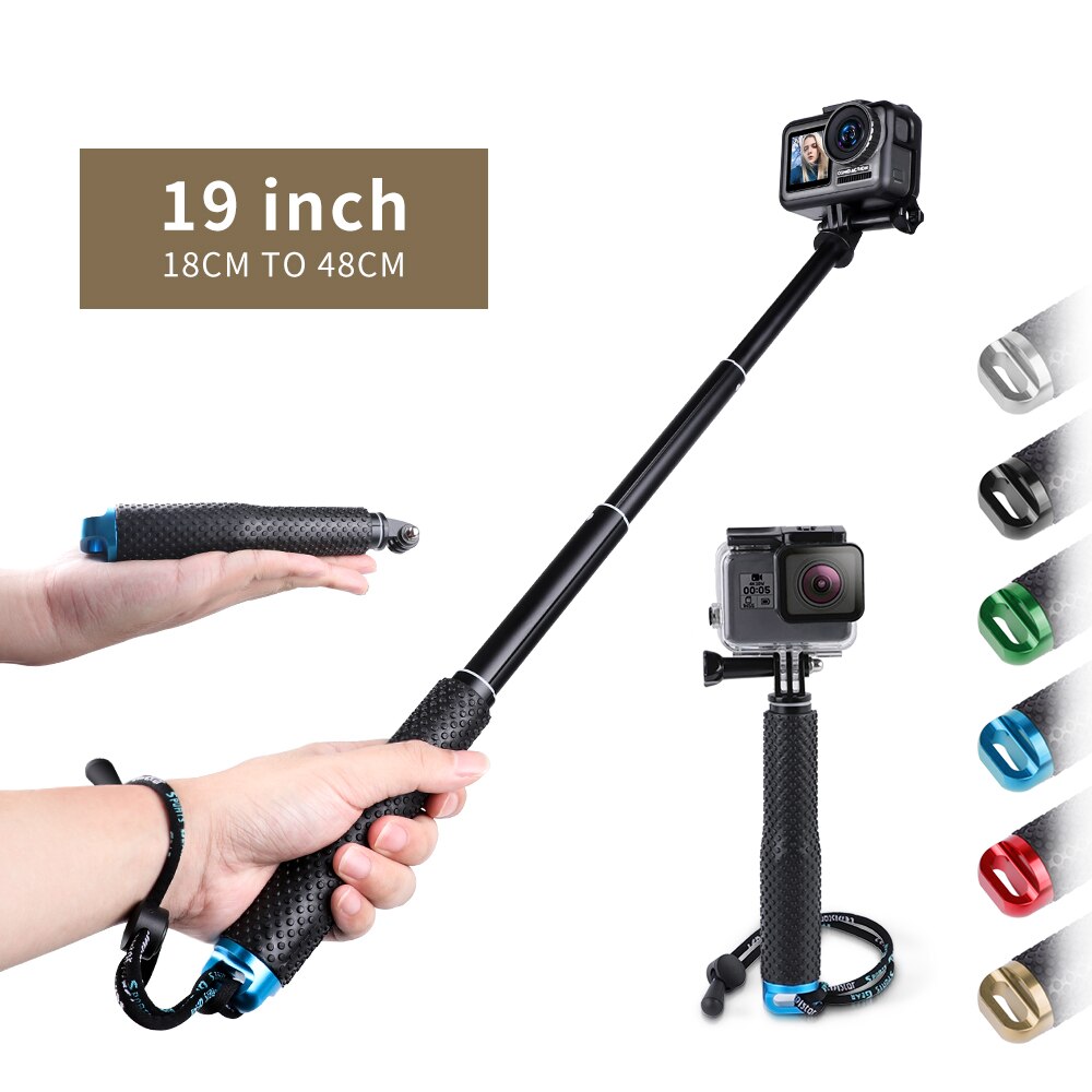 Lightdow 19 &quot;Inch Uitschuifbare Pole Selfie Stick Handheld Monopod Met Mount Adapter Voor Gopro 2 3 3 + 4 5 6 7 8 9 10 Sjcam Camera &#39;S