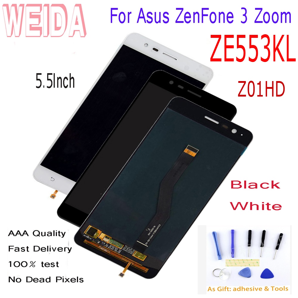 5.5" WEIDA For Asus ZenFone 3 Zoom ZE553KL Z01HD Z01HDA LCD Display +Touch Screen Digitizer Assembly With Tools Tape ZE553KL LCD