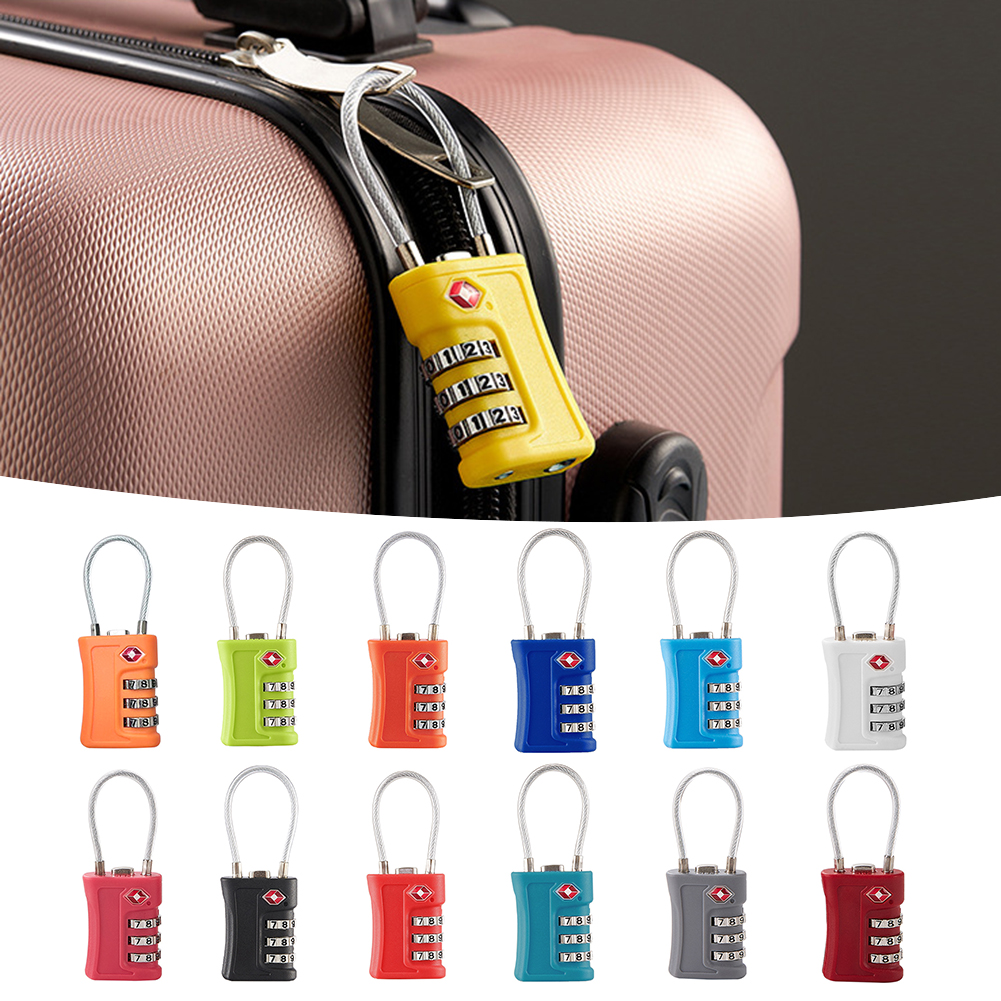 Anti-Theft Luggage Locks Lightweight 3 Dial Combination Steel Wire Lock Tsa-Compatible Travel Luggage Locks