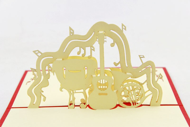 Music Card Spiral Pop Up - Musical Notes 3D Card - Music Instruments Pop Up Card, Bday Pop Up Card